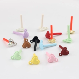 Colorful alloy heart pendants with stainless steel pins for DIY earring accessories