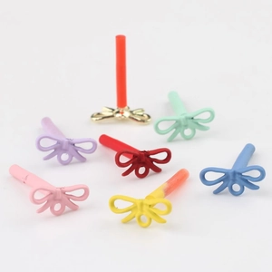 Bunte Legierung Schleife Ohrstecker DIY Materialien mit polierten Edelstahlstiften