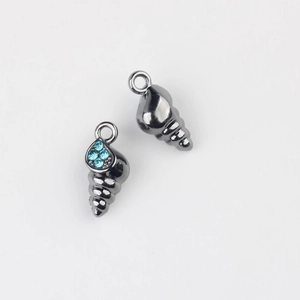 Ciondoli a conchiglia color canna di fucile con strass blu per creazione gioielli fai da te