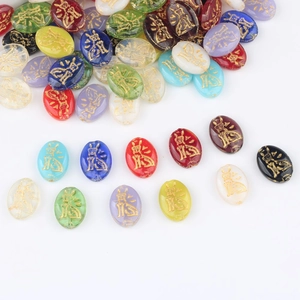 Czech glass beads with double-sided gold cat motif in various colors for DIY jewelry making