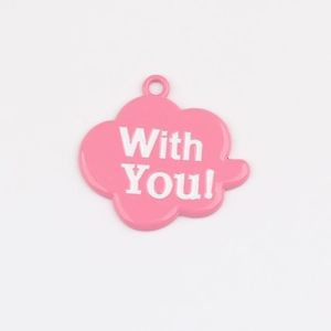 Pink cloud alloy charm with 'With You' text detail for DIY jewelry and bracelets
