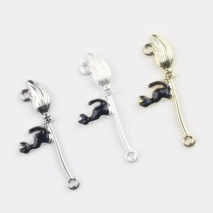 Minimalistische Hexenbesen- und Katzen-Verbinder für DIY-Schmuck aus Legierung