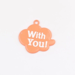 Detail of an orange cloud charm with With You! text for DIY jewelry making accessories