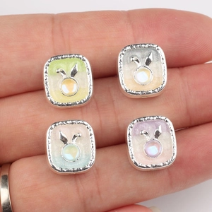 DIY silver-edged square rabbit beads with colorful pearlescent resin for jewelry