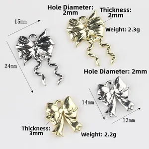 Colgantes de lazo minimalistas en aleación oro y plata para accesorios de joyería DIY