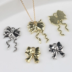Colgantes de Lazo de Aleación Oro Plata Amuletos de Cinta para Collar Pulsera Pendientes Suministros de Joyería DIY