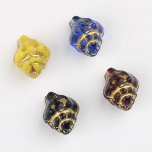Vintage conch glass beads in four colors with gold trim for DIY jewelry making