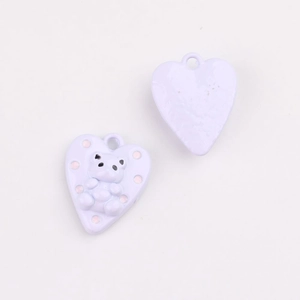 Detail of lavender heart pendant with a white bear, DIY jewelry accessory