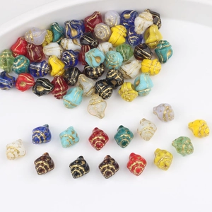 Gilded Czech glass seashell beads in various colors for DIY jewelry making and crafts