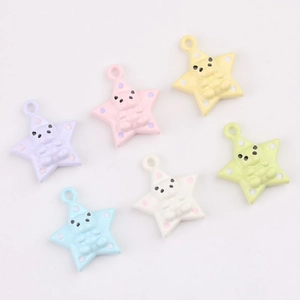 Colorful star-shaped bear pendants in macaron tones for DIY jewelry making