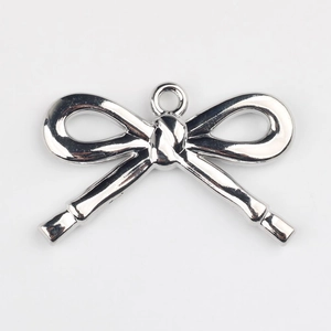 Colgante de lazo de plata pulida con anillo para creación de joyas y accesorios DIY