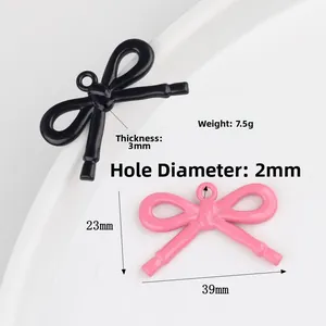 Colgante de lazo colorido de aleación mate para joyería DIY, tamaño 39x23mm
