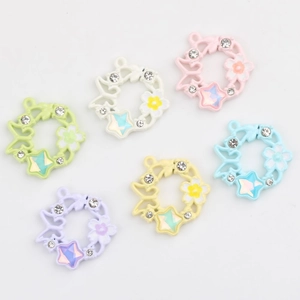 6 ciondoli a ghirlanda colorati con strass e stelle per gioielli DIY