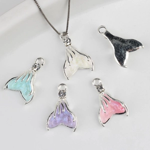 DIY Alloy Resin Mermaid Tail Pendants With Rhinestone Simple Fish Tail Charms For Jewelry Making Necklace Bracelet Earrings
