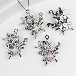 Ciondolo a Farfalla e Stella in Lega Con Opale Artificiale Strass DIY Per Collana Bracciale Accessori Gioielli Tonalità Argento
