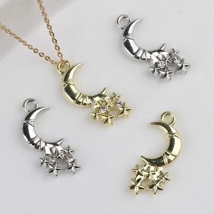 Zinklegierung Mond Stern Anhänger Mit Strass Einlage Gold Silber Galvanisiert DIY Anhänger Für Halskette Armband Schmuckherstellung