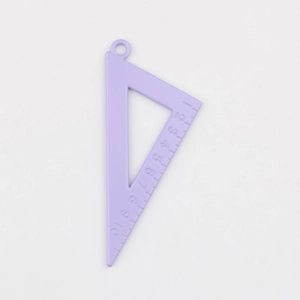 Macro shot of 10cm light purple matte triangle ruler pendant with top hanging hole