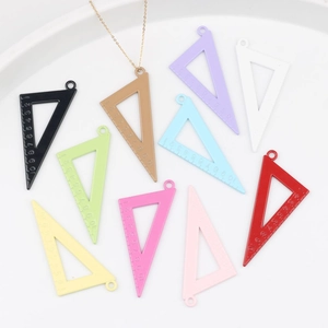 DIY Zinc Alloy Triangle Ruler Charms For Jewelry Making Multi Color Painted Mini Ruler Pendant For Bracelet Necklace Accessory