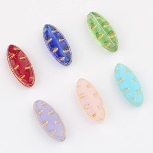 Czech glass leaf beads with gold gilding for DIY jewelry making in multiple colors