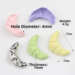Pendentifs croissant en alliage pour bijoux DIY, 33mm x 20mm, couleurs macaron assorties