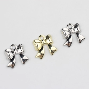 Colgantes de lazo minimalistas de aleación en oro y plata para creación de joyería DIY