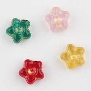 Czech glass star beads with gold foil inlay for DIY handmade jewelry bracelets