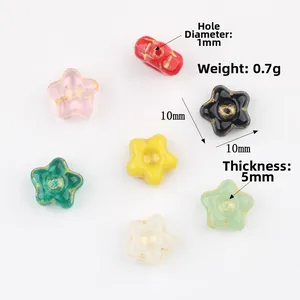 10mm vintage gold-rimmed Czech glass star flower beads in various colors for jewelry making