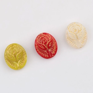 Czech glass rose beads with gold accents in yellow, red, and white for DIY jewelry