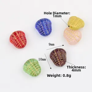 Antique trilobite glass beads with gold gilding in various colors for DIY bracelets