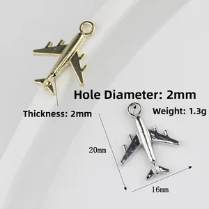 Colgantes de avión minimalistas de aleación en oro y plata, 20x16mm para creación de joyas