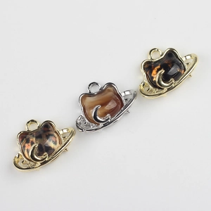 Minimalist cat head alloy charms with resin inlay for DIY jewelry making and crafts