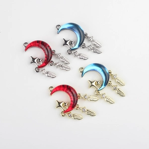 DIY moon pendant set with stars and feathers for necklace earring jewelry making
