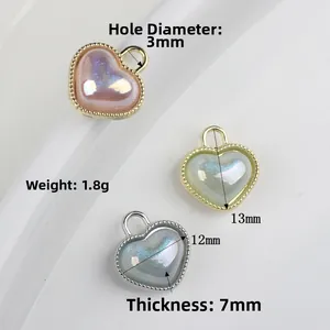 Minimalist resin heart pendants with alloy gold silver edges for DIY jewelry making