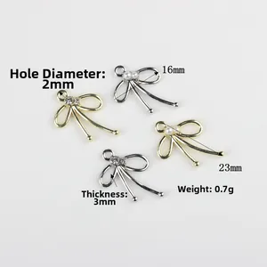 Schleife Anhänger mit Perlen und Zirkonia für DIY Schmuckherstellung Zubehör