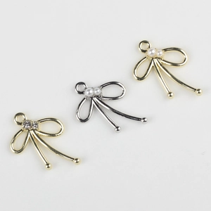 Colgantes de lazo minimalistas con perlas y pedrería para creación de joyas DIY