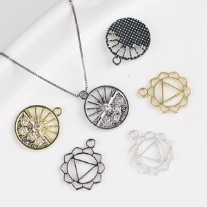 Alloy Hollow Flower Circle Pendants Rhinestone Mandala Sun Charms DIY Jewelry Making Accessories For Necklace Bracelet Earrings