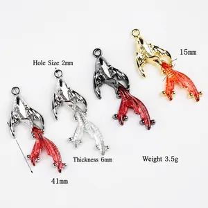 Set of four colorful alloy goldfish charms for DIY jewelry making 41mm pendants