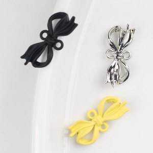 Minimalist alloy bow pendants in black silver and yellow for DIY jewelry making