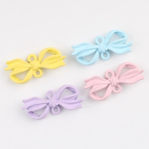 Matte alloy bow pendants in pastel colors for DIY necklace and earring jewelry making