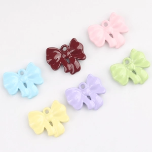 Colorful alloy bow pendants in six pastel colors for DIY jewelry necklaces and bracelets