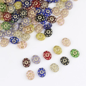 Czech glass beads with gold floral patterns for DIY jewelry making and bracelets