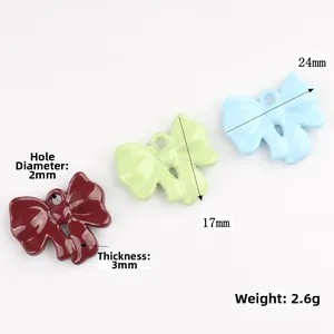 Colorful alloy bow pendants in burgundy, green and blue for DIY jewelry making
