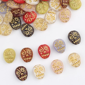 Czech glass skull beads with gold gilding for DIY jewelry making and bracelets
