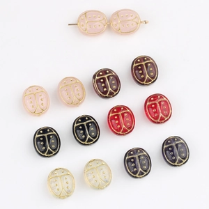 Vintage Czech Glass Ladybug Beads Hand Painted Gilded Beetle Spacer Beads For DIY Jewelry Making Ancient Style Hairpin