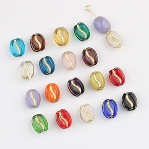 Czech Glass Coffee Bean Shaped Loose Beads Oval Gilded Retro Transparent Lampwork Spacer Beads For DIY Jewelry Making Accessories