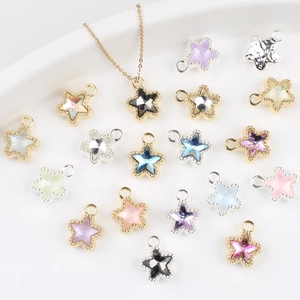 Alloy Zircon Five Pointed Star Pendants For DIY Necklace Bracelet Making Minimalist Pentagram Charms Fashion Jewelry Findings
