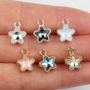 Star-shaped 11mm zircon charms in six colors for DIY jewelry necklaces and earrings