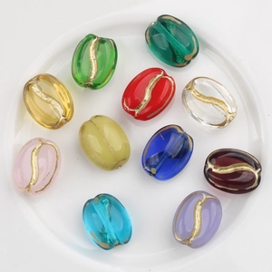 Czech glass coffee bean beads with gold lining in various colors for DIY jewelry making