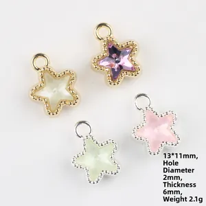 Colorful 11mm star zircon pendants for DIY jewelry making in various pastel crystal shades
