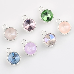Colorful faceted gemstone pendants in silver beaded settings for DIY jewelry making